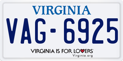 VA license plate VAG6925