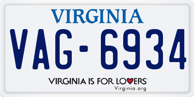 VA license plate VAG6934