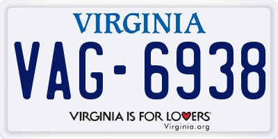 VA license plate VAG6938