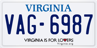 VA license plate VAG6987