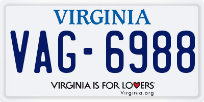 VA license plate VAG6988