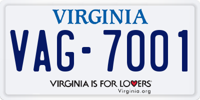 VA license plate VAG7001