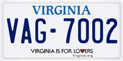 VA license plate VAG7002
