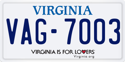 VA license plate VAG7003