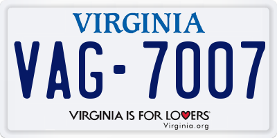 VA license plate VAG7007