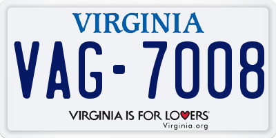 VA license plate VAG7008
