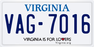 VA license plate VAG7016