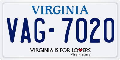 VA license plate VAG7020