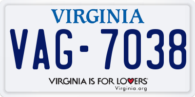 VA license plate VAG7038