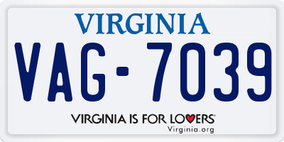 VA license plate VAG7039