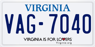 VA license plate VAG7040