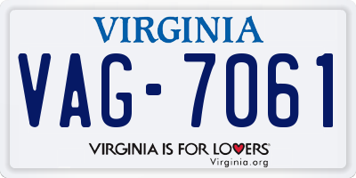 VA license plate VAG7061