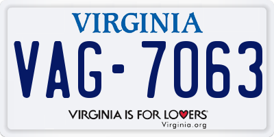 VA license plate VAG7063