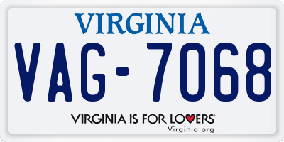 VA license plate VAG7068