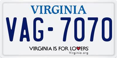 VA license plate VAG7070
