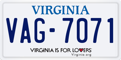 VA license plate VAG7071