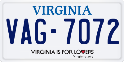 VA license plate VAG7072