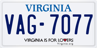 VA license plate VAG7077