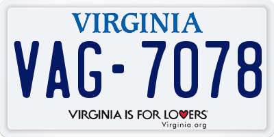 VA license plate VAG7078