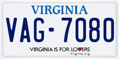 VA license plate VAG7080
