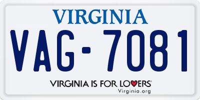 VA license plate VAG7081