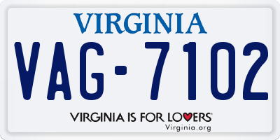 VA license plate VAG7102