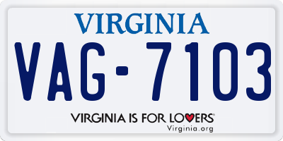 VA license plate VAG7103