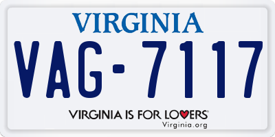 VA license plate VAG7117