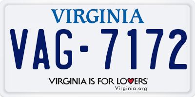 VA license plate VAG7172