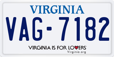VA license plate VAG7182