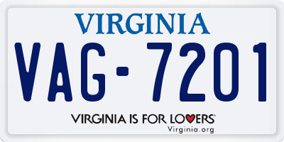 VA license plate VAG7201