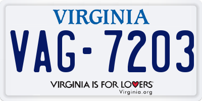 VA license plate VAG7203