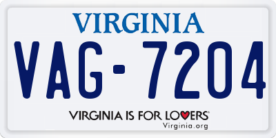 VA license plate VAG7204