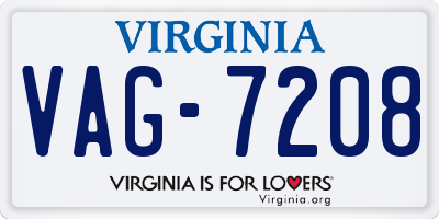 VA license plate VAG7208