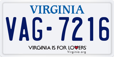 VA license plate VAG7216