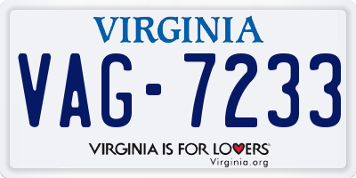 VA license plate VAG7233
