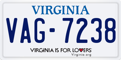 VA license plate VAG7238