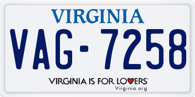 VA license plate VAG7258