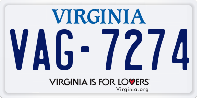 VA license plate VAG7274