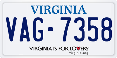 VA license plate VAG7358