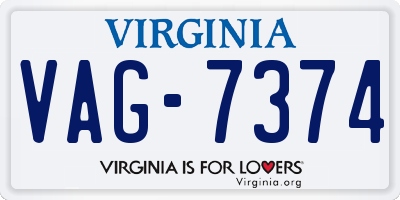 VA license plate VAG7374