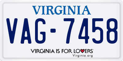 VA license plate VAG7458