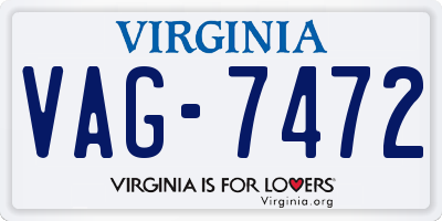 VA license plate VAG7472