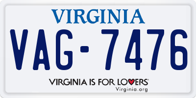 VA license plate VAG7476