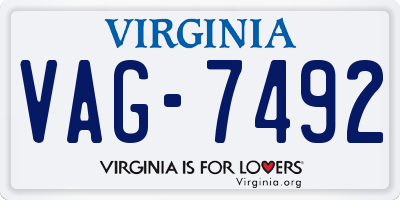 VA license plate VAG7492