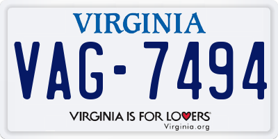 VA license plate VAG7494