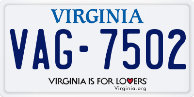 VA license plate VAG7502