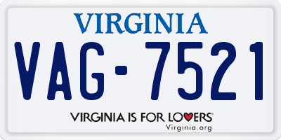 VA license plate VAG7521