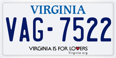 VA license plate VAG7522