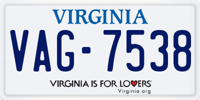 VA license plate VAG7538